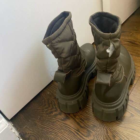 Sam Edelman Orleans Olive Pull On Mid Calf Lug Sole Chunky Heel Winter Boots - Picture 4 of 6